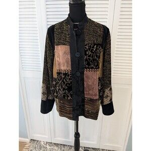 Flashback Jacket Women's Sz S Vtg Multi Media Patch Work Asian Inspired Bohemian